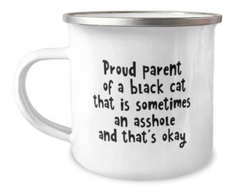 Funny Black Cat Coffee Mug. Black Cat Lover Gift. Black Cat Enamel Mug. Black Cat Decor. Black Cat Mom. Black Cat Men. Black Cat Birthday
