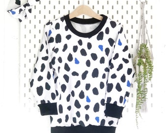 Childrens Dalmatian print Jumper/ Dog print Sweater/ Baby Girl/ Baby Boy/ Childrens Jumper/ Baby Unisex Clothing