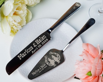 Personalized Wedding Gift Cake Cutting Set Knife Server Engraved Cake Cutter Serving Set for Bridal Shower Gift for couple Bride Groom gift