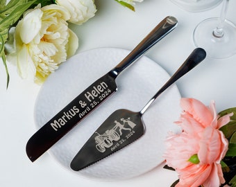 Personalized Wedding cake cutting set Farmer wedding gift Mr and Mrs Cake Knife Cake Server Engraved Cake Cutter Serving Set gift for couple