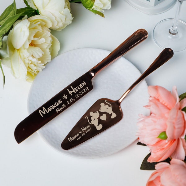 Cadeau de mariage personnalisé ensemble de coupe de gâteau couteau serveur emporte-pièce gravé ensemble de service cadeau de douche nuptiale pour couple cadeau de la mariée et du marié