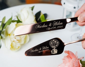 Personalized Wedding Gift Cake Cutting Set Knife Server Engraved Cake Cutter Serving Set Bridal Shower Gift for couple Bride & Groom gift