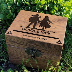 Caja de tarjeta con ranura, caja de tarjeta de boda, caja de tarjeta de madera, caja de tarjeta con cerradura regalo de boda para pareja regalo personalizado para novios