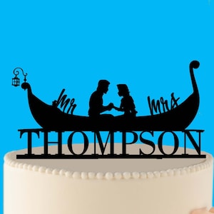 Personalized Rapunzel Wedding Cake Topper, Fishing Boat Silhouette