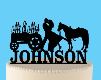 Horse cake topper, Cowboy Wedding Cake Topper, Country Cake Topper, Tractor wedding, Western Cake Topper, Country Wedding Cake Topper