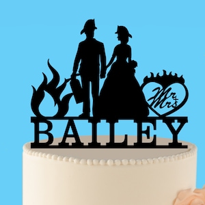 Firefighter wedding, Firefighter Cake Topper, Wedding Cake Topper, Fireman Cake Topper