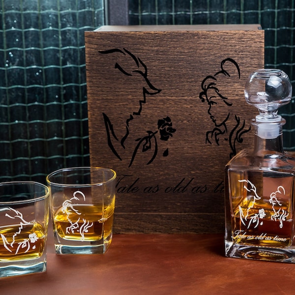 Personalized whiskey decanter gift set, wedding gift, personalized glasses whiskey stones engraved glasses wedding glasses gift for couple