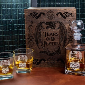 Tears of My Players, Game Master Personalized whiskey gift set, Decanter + whiskey glasses