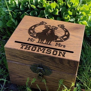 Landhochzeit Karte Box - Kartenbox aus Holz, Hochzeitsgeschenk, Groomsman Geschenk, Cowboys Hochzeit, Pferd