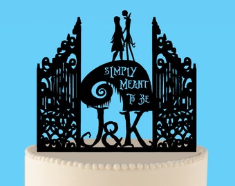 Simply meant to be wedding cake topper, Halloween Wedding Topper
