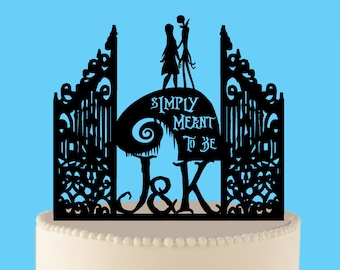 Simply meant to be wedding cake topper, Halloween Wedding Topper