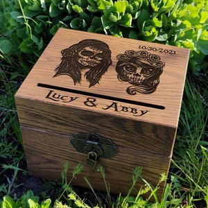 Boîte à cartes de mariage lesbien, cadeau de mariage pour couple, boîte à cartes pour mariage avec fente pour Mme et Mme mariage de même sexe