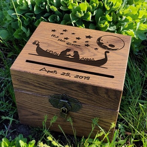 Caja para tarjetas de boda - Caja para tarjetas de boda con ranura - Caja de madera para tarjetas - Caja para tarjetas de ceremonia - Caja de madera para tarjetas, Regalo de boda, Regalo para padrinos de boda