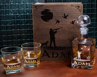 Personalized Whiskey Glasses - Duck hunting glasses - Gift for Hunter