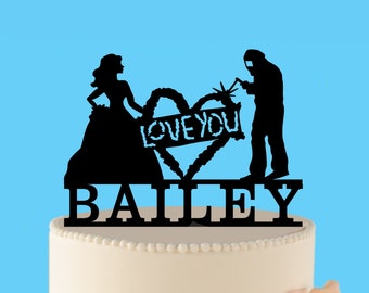 Welder and Bride Wedding Cake Topper, Professional Welder Cake Topper, Welding Soldering Blow torch, Funny cake topper