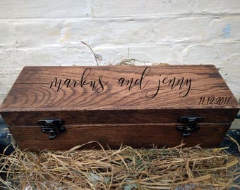 Personalized Wood Wine Box Wine Bottle Holder Gift For The Couple Wedding Gift Engagement Ceremony Housewarming Anniversary Engraved Wine Box Wine Box Wedding Wine Box