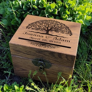 Boîte viking, mariage viking, arbre de vie Yggdrasil, boîte pour cartes, cadeau de mariage pour couple