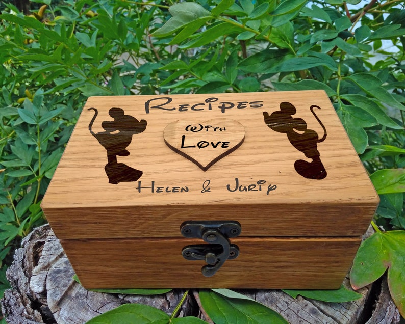 Wedding Gift Recipe Box Heart Recipe Box rustic recipe box Wedding Gift Wood Recipe Box with heart Personalized Recipe Box