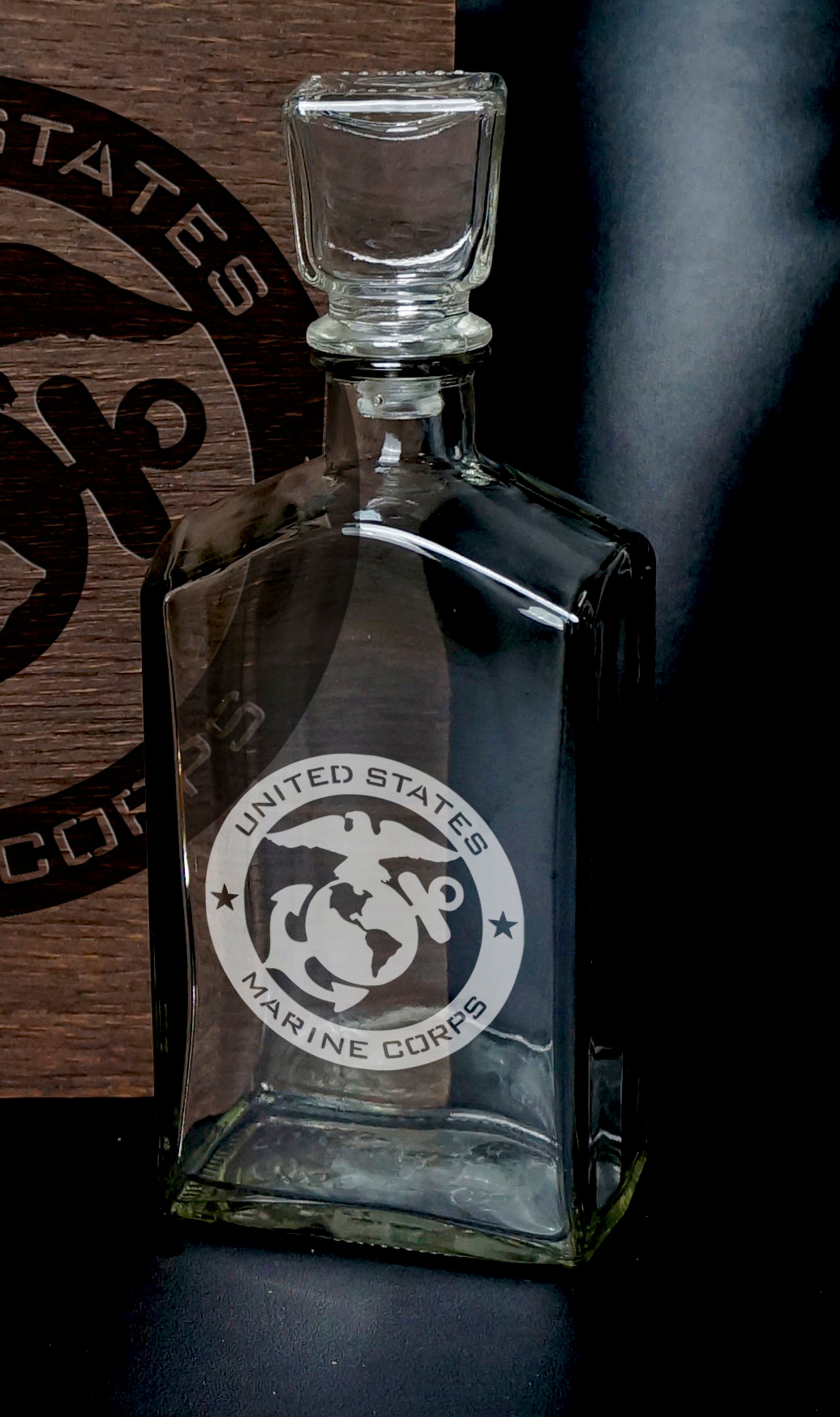 Personalized Marine corps Barware in wooden box Whiskey Etsy