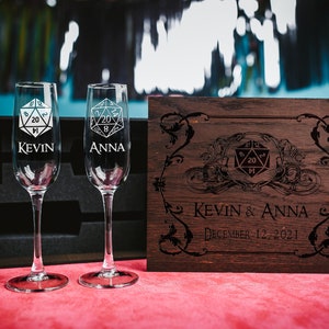 Game master wedding Champagne Glasses, Engraved Champagne Flutes, Personalized Champagne Glass