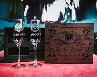 Game master wedding Champagne Glasses, Engraved Champagne Flutes, Personalized Champagne Glass