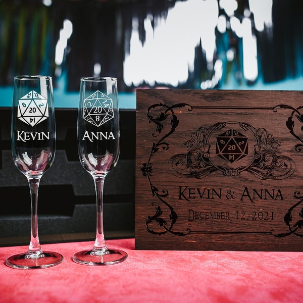 Game master wedding Champagne Glasses, Engraved Champagne Flutes, Personalized Champagne Glass