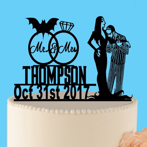Family Cake Topper Halloween Wedding Cake Topper Til Deat Do Etsy