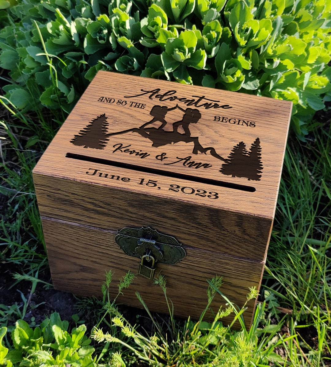 Mountain Wedding Card Box Our Adventure Awaits Card Box Wood Card Box