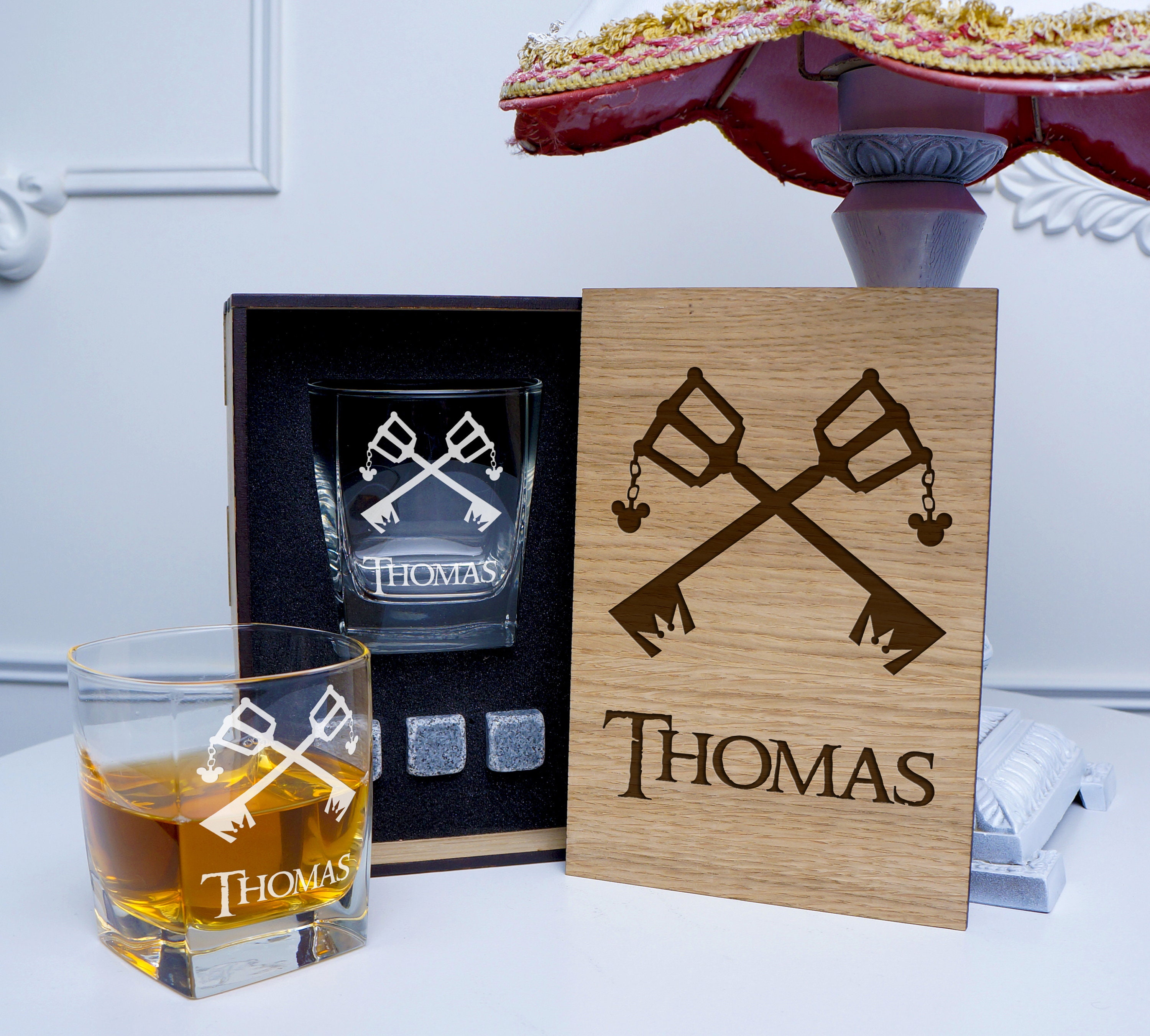 Whiskey gift set personalized whisky gift set in wood box Etsy