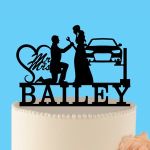 Mechanic Cake Topper Personalized Auto Mechanic Wedding Cake Topper Couple Cake Topper Bride Dragging Groom Cake Topper for Wedding