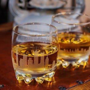 Whisky Gläser Set New York City Rock Glas Weihnachtsgeschenk für ihn Bourbon Whisky Gläser Einweihungsparty Geschenk für Männer Stadt Karte Gläser