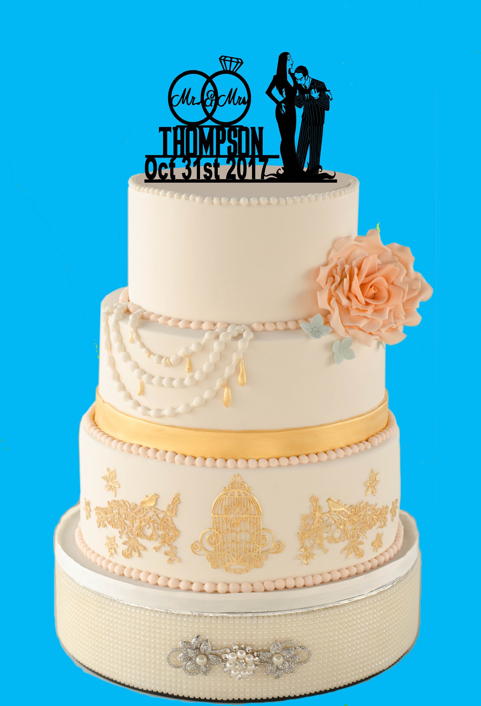 Family Cake Topper Halloween Wedding Cake Topper Til Deat Do Etsy