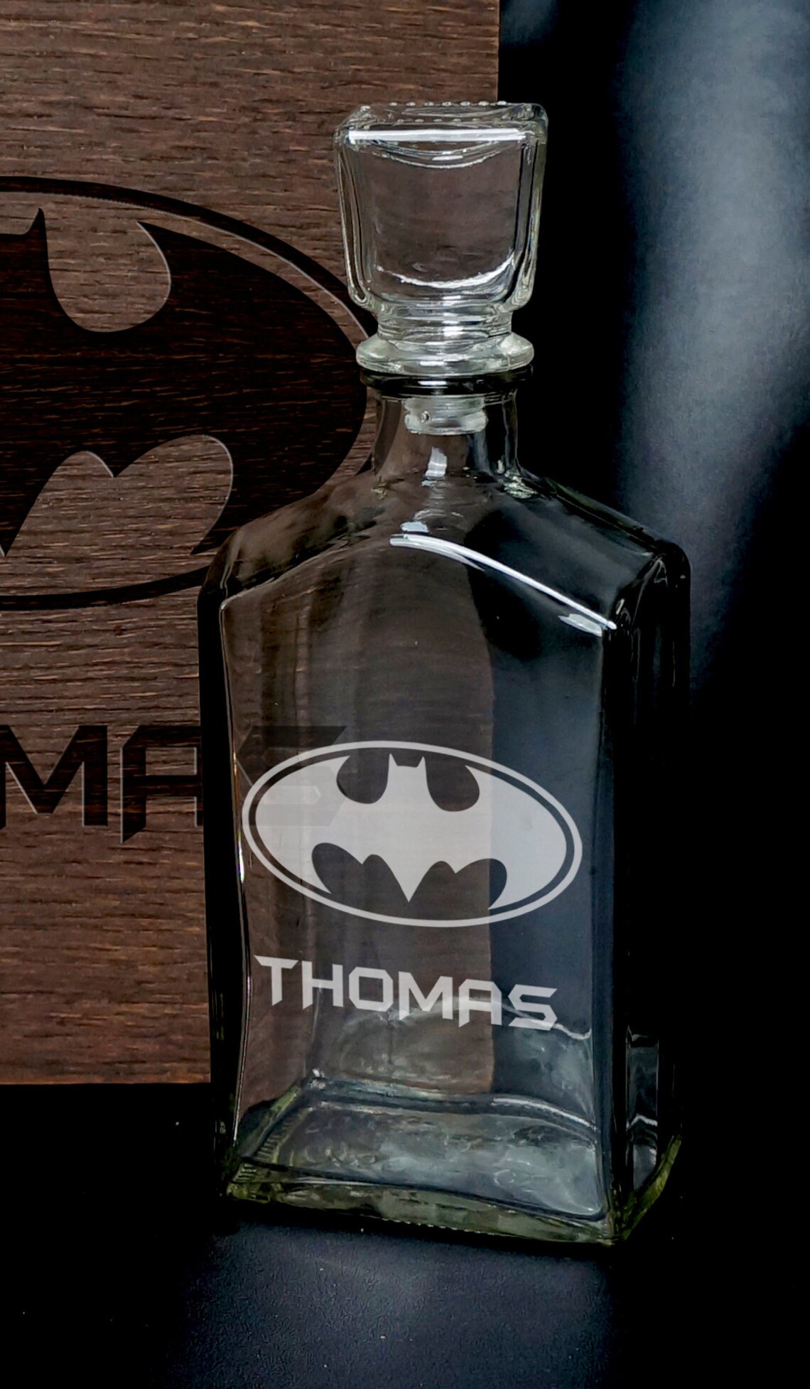 Batman gift set Decanter whiskey set Coaster and glass and 3 Etsy