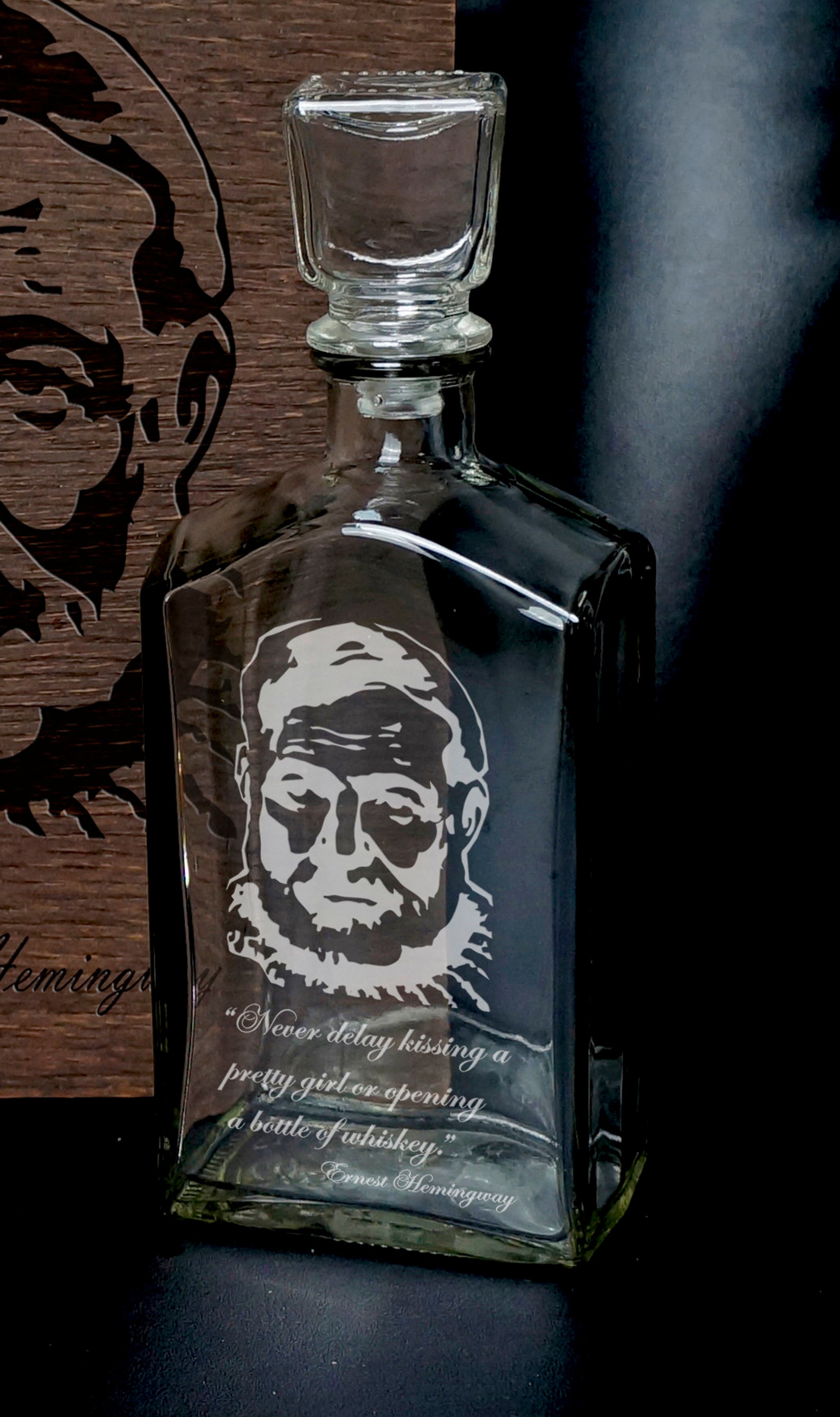 Whiskey Decanter Set Quote on Glass and Decanter in Wood Box Etsy