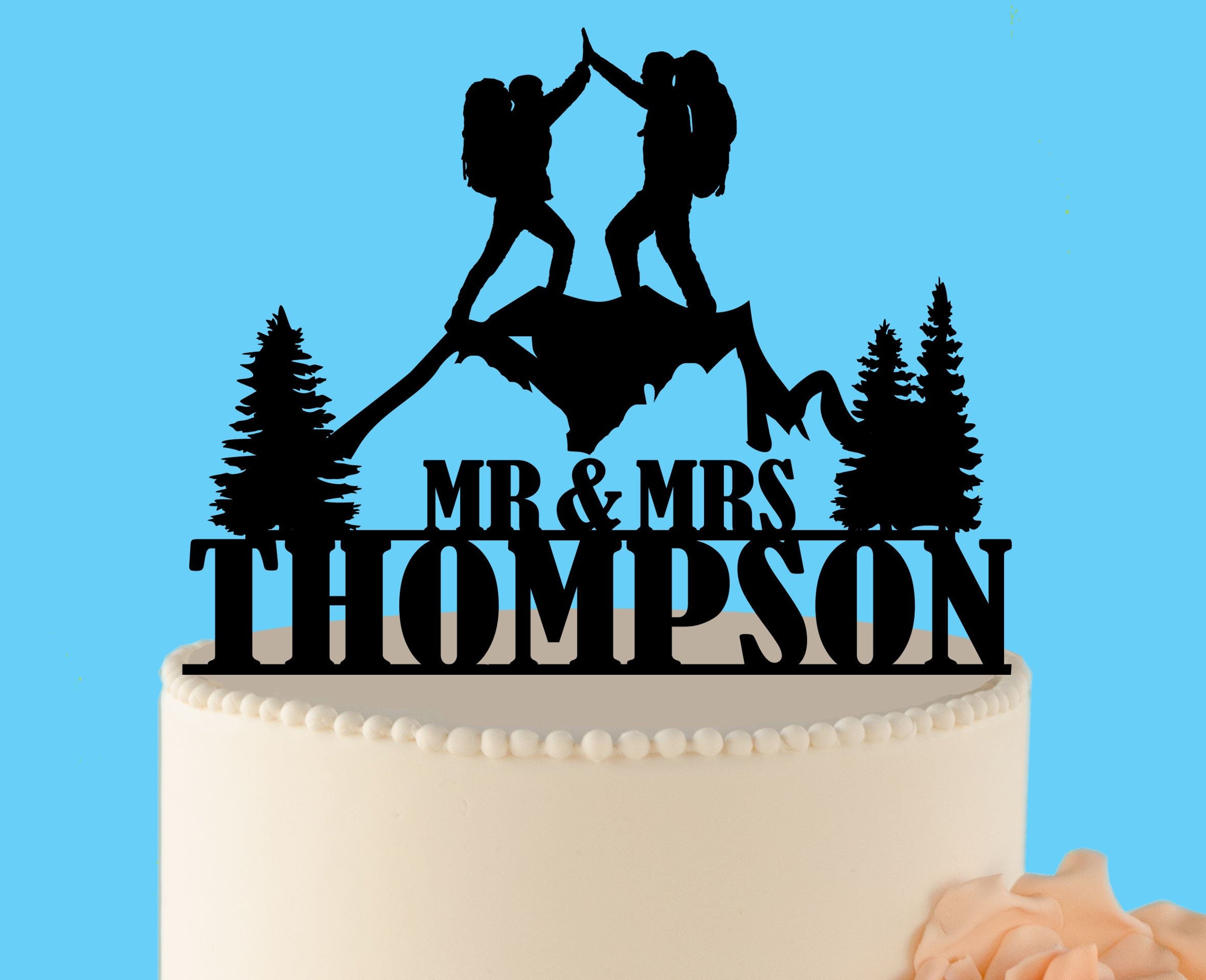 Birthday Made of Wood Wedding Hiking Woman Cake Topper Made in the USA Anniversary| Retirement Free Shipping