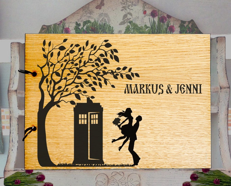 TARDIS Guest Book Wood Custom Wedding guest book Doctor Who guest book alternative Rustic Wedding Guest Book guest book wedding L2-04-002
