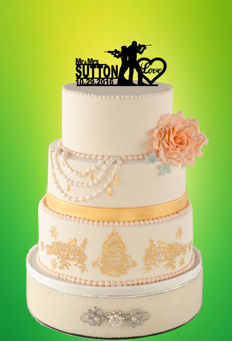 HUNTER WEDDING Cake Topper Wedding Cake Topper With Guns Etsy