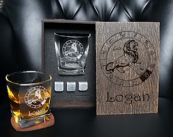 Set regalo whisky personalizzato Zodiac Leo in scatola di legno, scatola regalo Leo