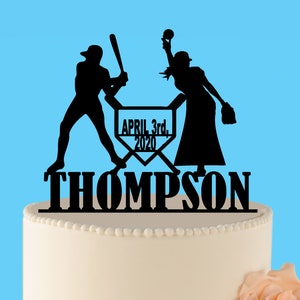 Personalized Baseball Wedding Cake Topper: Acrylic Mr&Mrs, Last Name