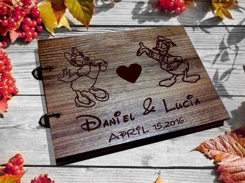 Donald Wedding Guest Book Disney Guest Book Wood Wood Etsy