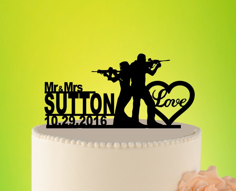 HUNTER WEDDING Cake Topper Wedding Cake Topper With Guns Etsy