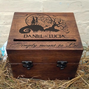 Caja de madera para tarjetas de boda con cerradura, caja para tarjetas de boda con ranura, boda Shabby Chic, regalo personalizado para pareja, caja de regalo de boda