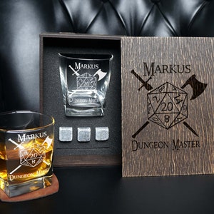 Gaming gift, Game Master Personalized whiskey gift set in wood box
