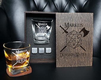 Regalo de juego, set de regalo de whisky personalizado Game Master en caja de madera