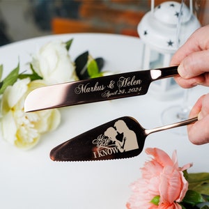 Personalized Wedding Cake Cutting Set: Engraved Knife & Server