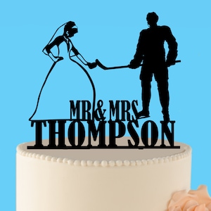Personalized Hockey Wedding Cake Topper: Acrylic Mr & Mrs