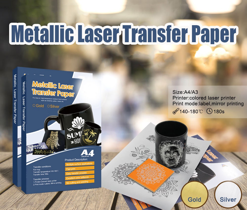 Multi Purpose Metallic gold or Silvertransfer Paper for Hard Surfaces 