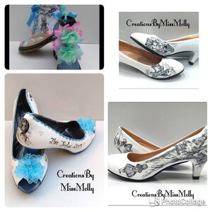 Alice in Wonderland Inspired Wedding Customised Shoes, Disney Shoes, Wedding Shoes, Prom Shoes