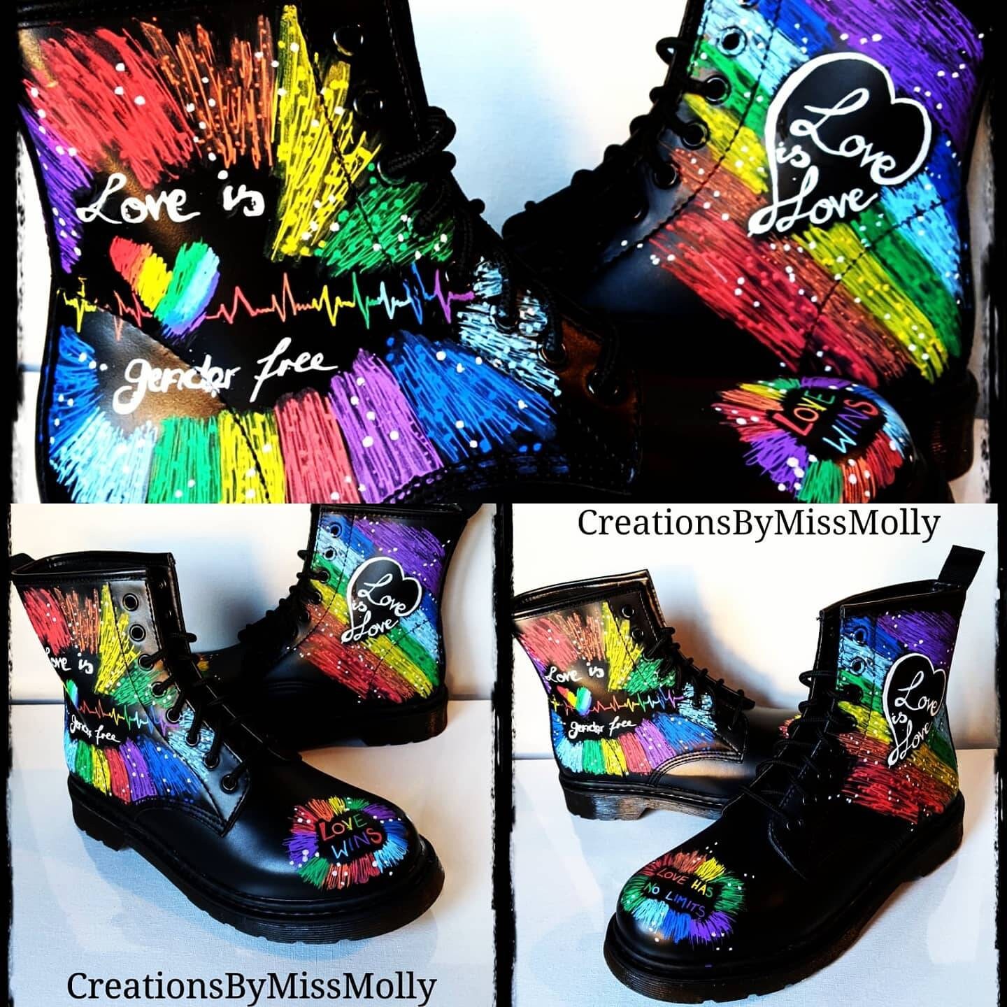 Pride maand regenboog op maat geschilderd Dr Marten lace up - Etsy Nederland