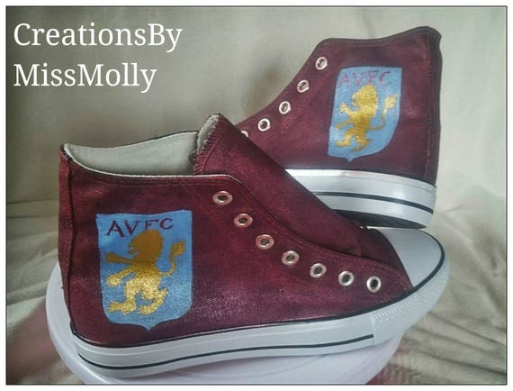 Football Shoes/ Aston Villa shoes/ Football Converse/ Etsy
